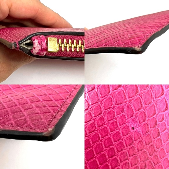 Michael Kors Pink Leather Embossed Snake Print Wristlet Clutch Wallet - Picture 4 of 8